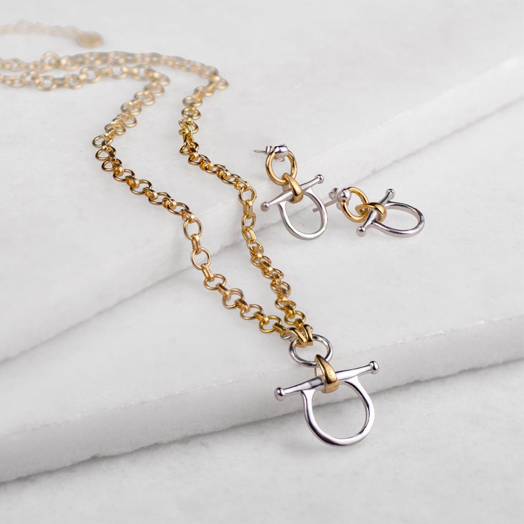 Urban Equestrian  Chelsea - Two Tone Equestrian Horse Bit Necklace