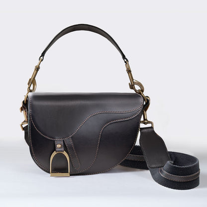 Urban Equestrian  Signature Saddle Bag - Luxury Leather Handbag in Black