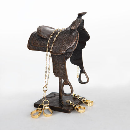 Urban Equestrian  Cheyenne - Double Western Stirrup Necklace in Gold