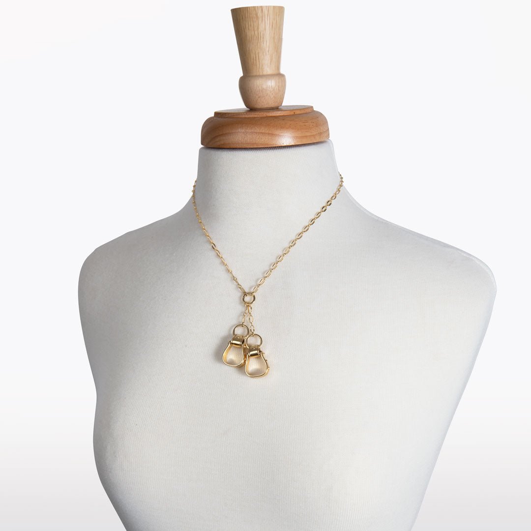 Urban Equestrian  Cheyenne - Double Western Stirrup Necklace in Gold