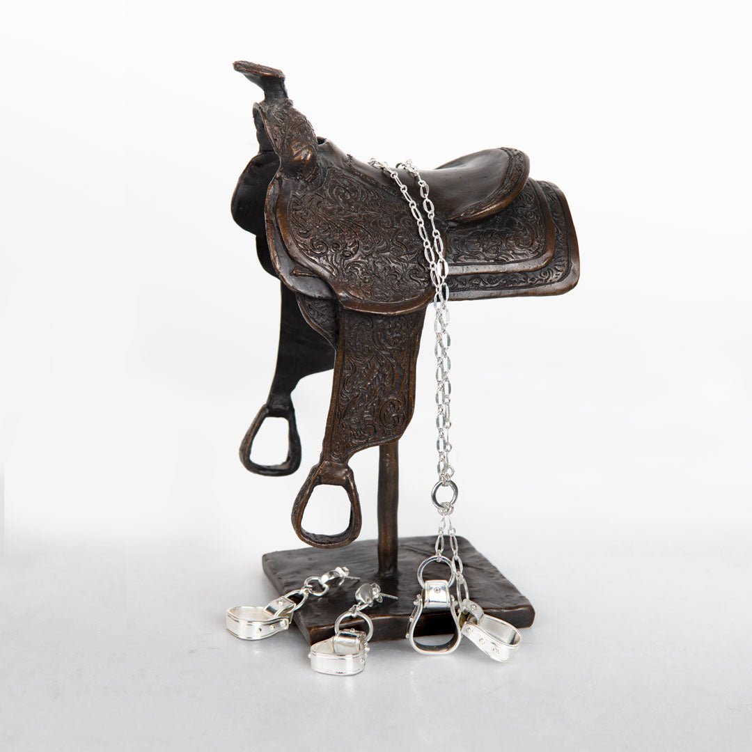 Urban Equestrian  Cheyenne - Double Western Stirrup Necklace in Silver