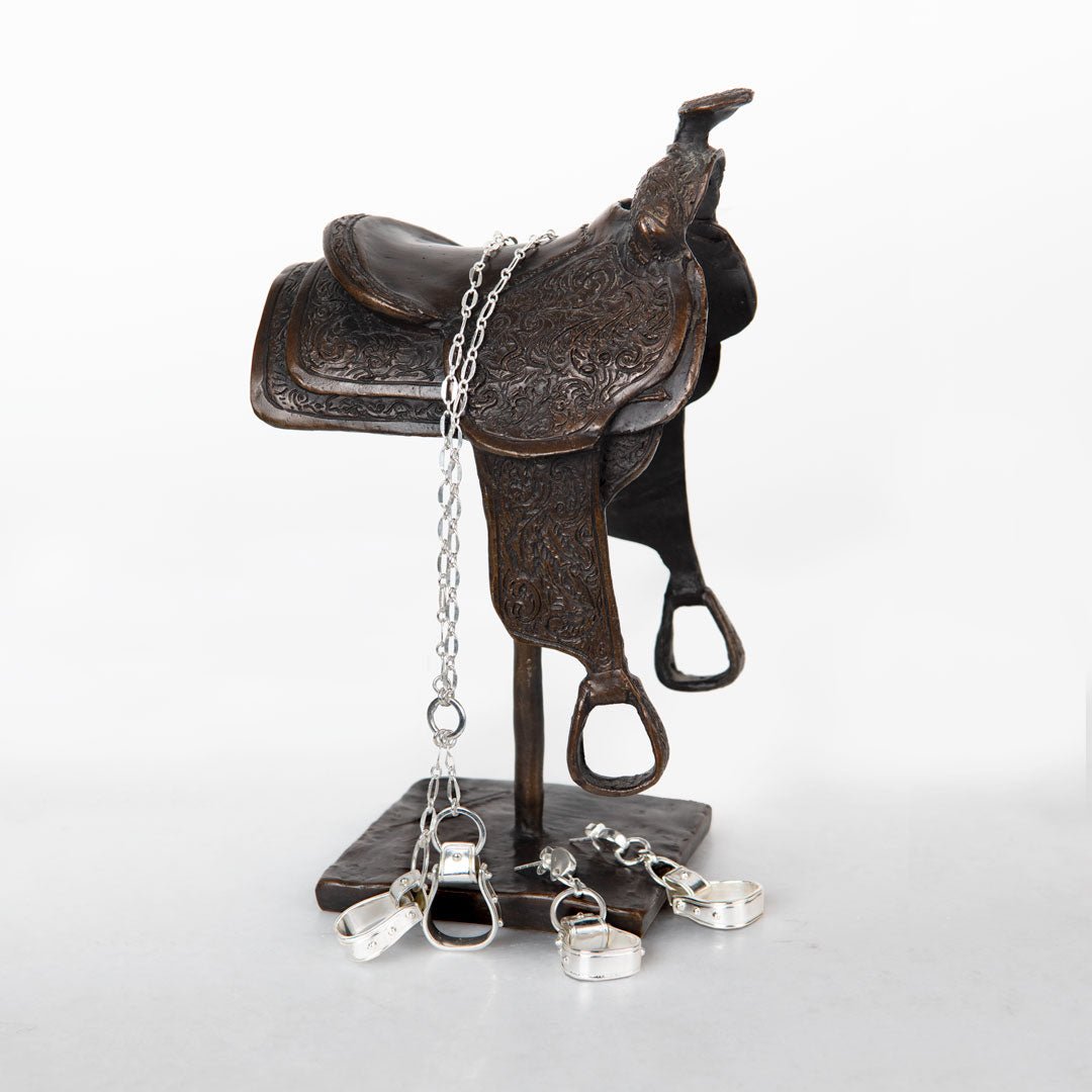 Urban Equestrian  Cheyenne - Double Western Stirrup Necklace in Silver