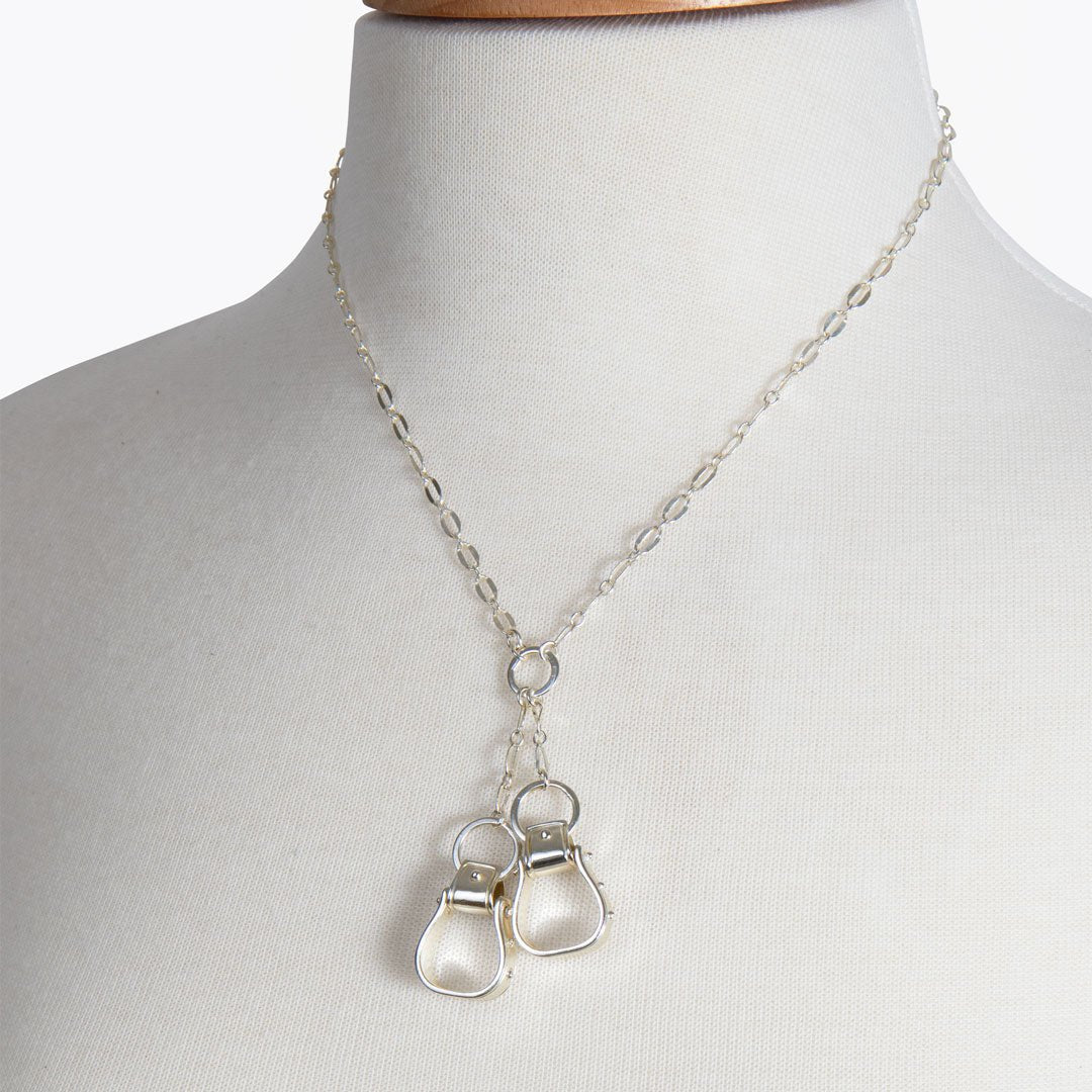 Urban Equestrian  Cheyenne - Double Western Stirrup Necklace in Silver