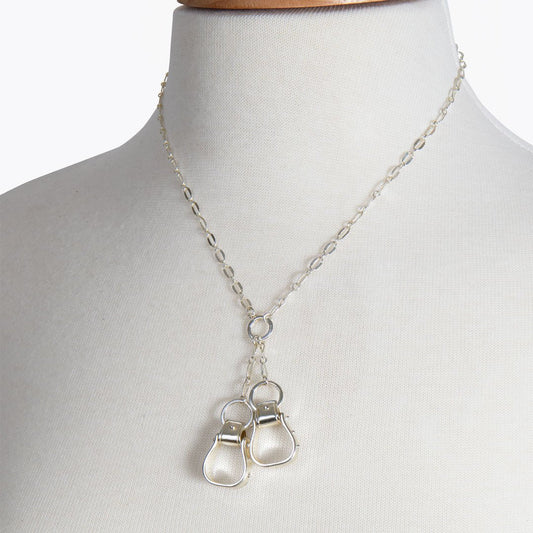 Urban Equestrian  Cheyenne - Double Western Stirrup Necklace in Silver