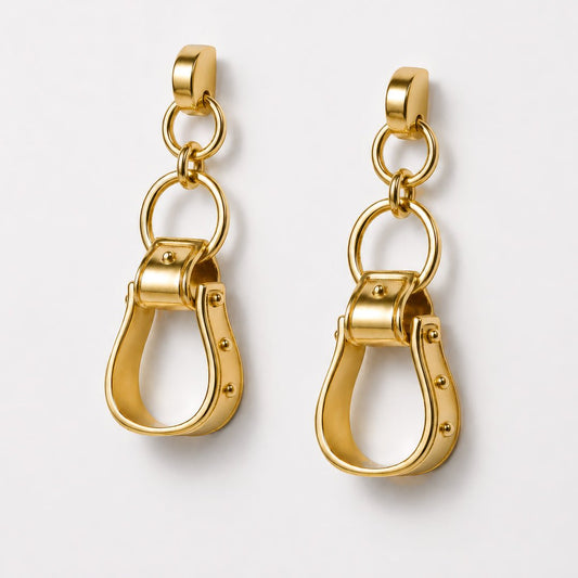 Urban Equestrian  Cheyenne - Western Riding Stirrup Earring in Gold