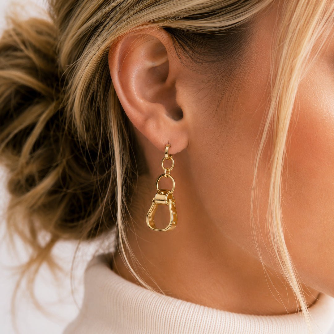 Urban Equestrian  Cheyenne - Western Riding Stirrup Earring in Gold