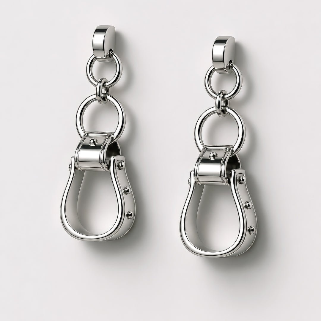 Urban Equestrian  Cheyenne - Western Riding Stirrup Earring in Silver