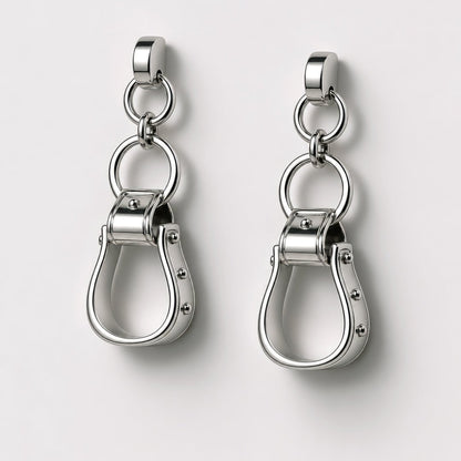 Urban Equestrian  Cheyenne - Western Riding Stirrup Earring in Silver