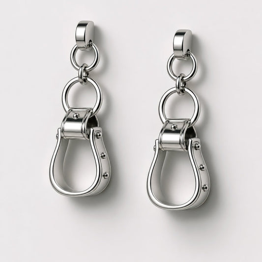 Urban Equestrian  Cheyenne - Western Riding Stirrup Earring in Silver