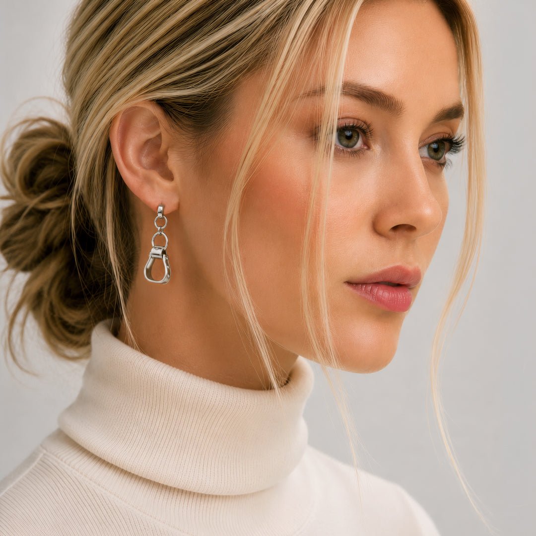 Urban Equestrian  Cheyenne - Western Riding Stirrup Earring in Silver