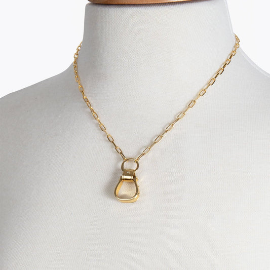 Urban Equestrian  Cheyenne - Single Western Stirrup Necklace in Gold