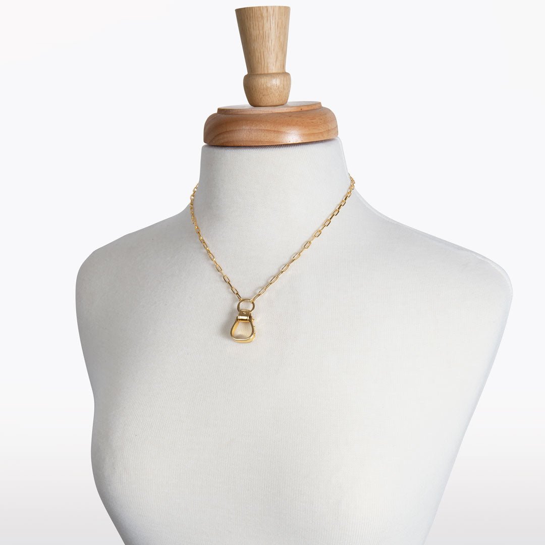 Urban Equestrian  Cheyenne - Single Western Stirrup Necklace in Gold