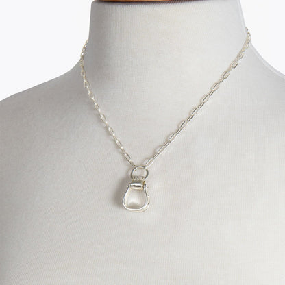 Urban Equestrian  Cheyenne - Single Western Stirrup Necklace in Silver