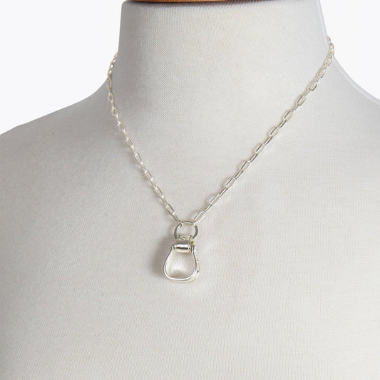 Urban Equestrian  Cheyenne - Single Western Stirrup Necklace in Silver