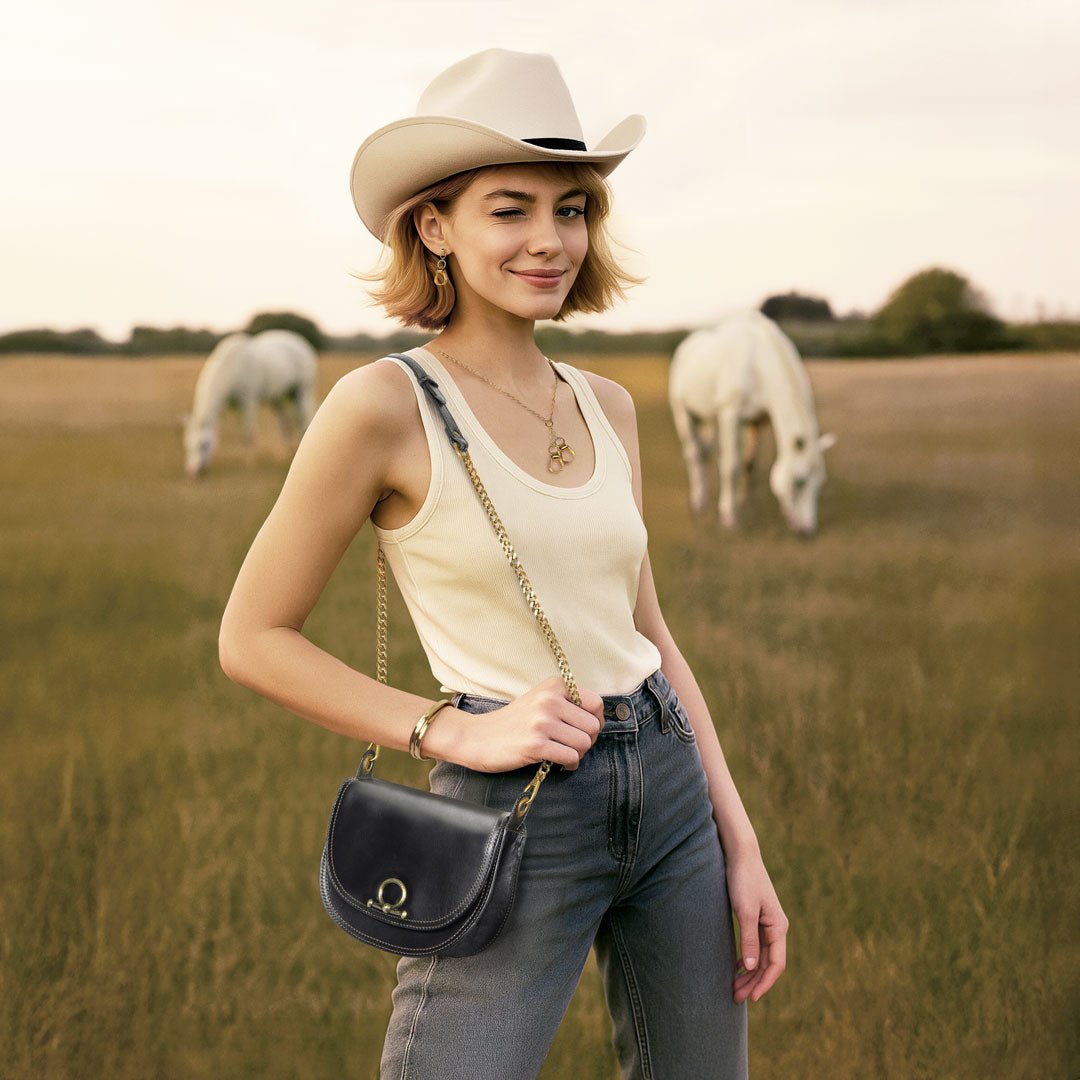 Urban Equestrian  Cheyenne - Single Western Stirrup Necklace in Gold