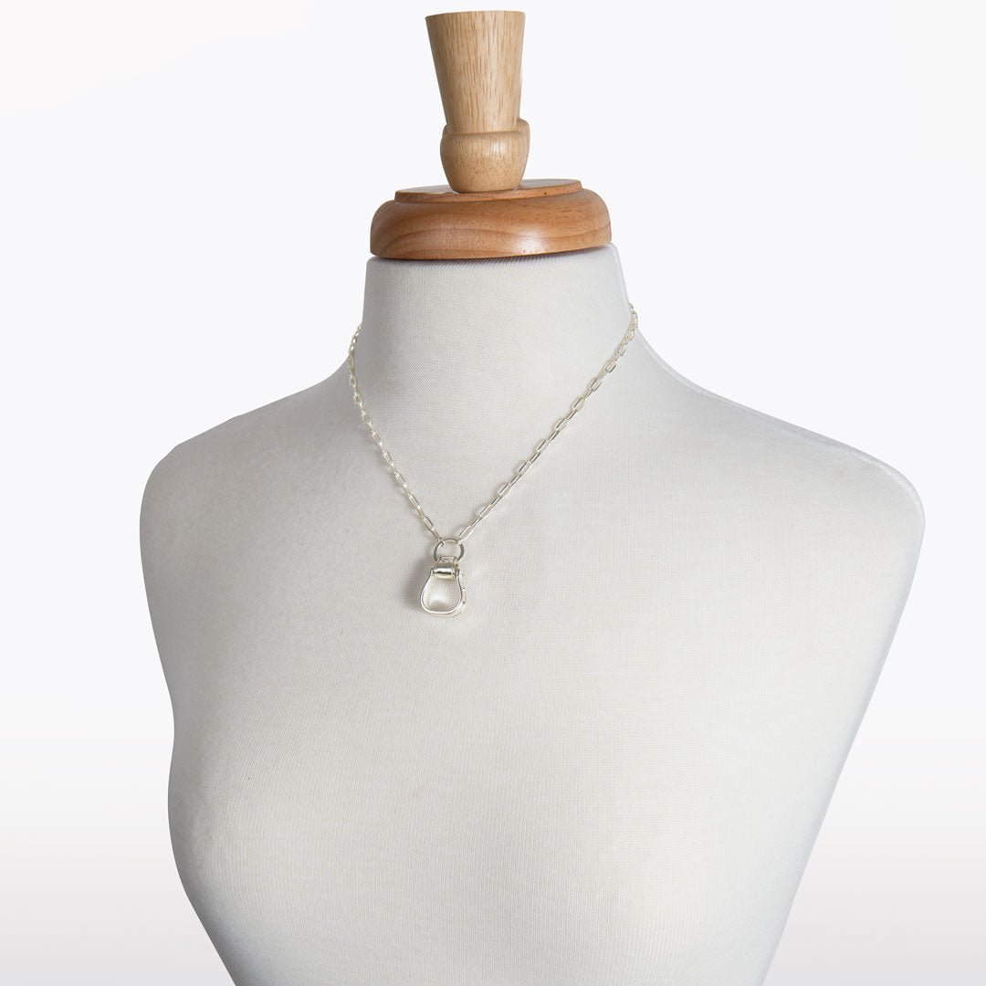 Urban Equestrian  Cheyenne - Single Western Stirrup Necklace in Silver