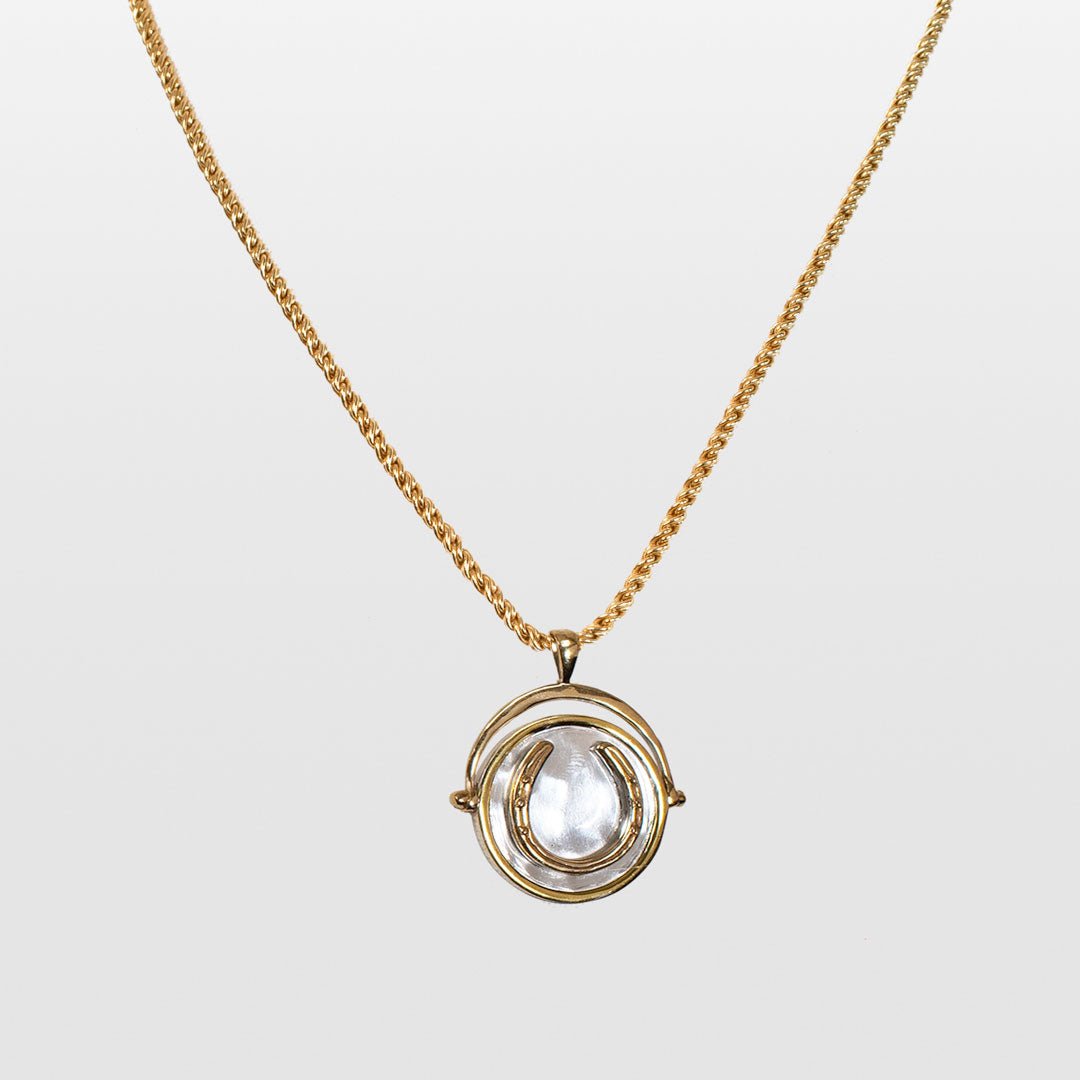 Urban Equestrian  Cody - Two Tone Crown Coin Horseshoe Necklace