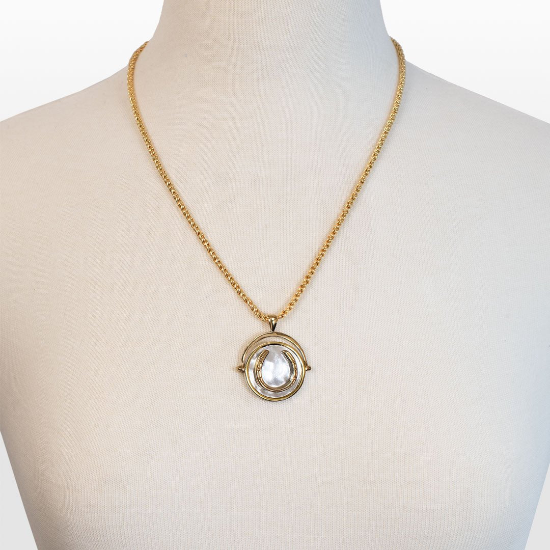 Urban Equestrian  Cody - Two Tone Crown Coin Horseshoe Necklace