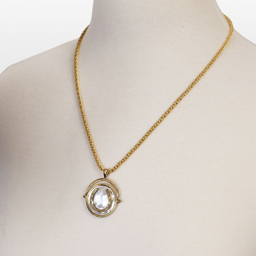 Urban Equestrian  Cody - Two Tone Crown Coin Horseshoe Necklace