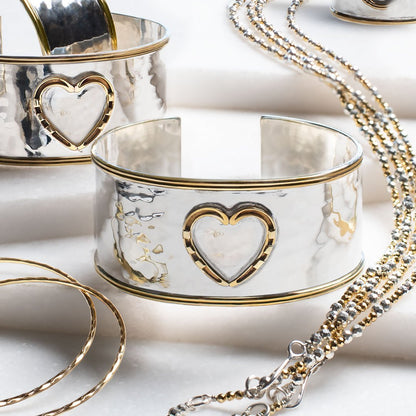 Cody - Horseshoe Heart Wrist Bracelet in Two Tone