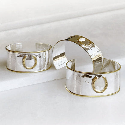 Cody - Horseshoe Wrist Cuff Bracelet in Two Tone