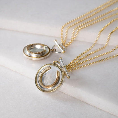 Urban Equestrian  Cody - Double Sided T-Bar Horseshoe Charm Necklace