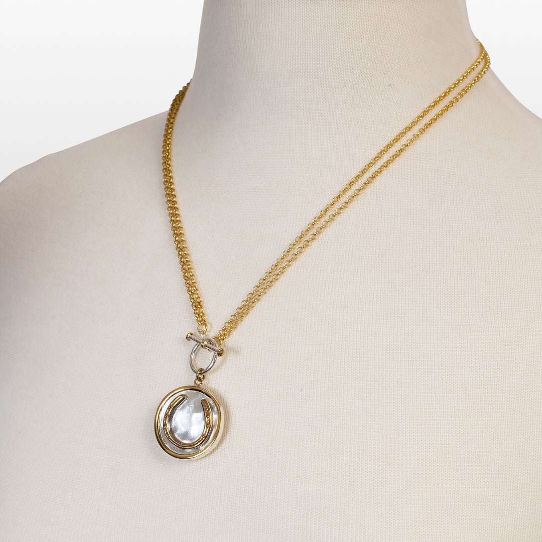 Urban Equestrian  Cody - Double Sided T-Bar Horseshoe Charm Necklace