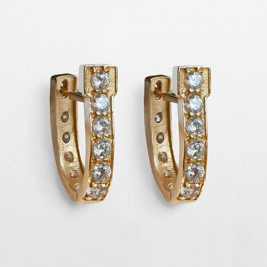 Urban Equestrian  Colton - Diamond Cut Horseshoe Coin Earring in Gold
