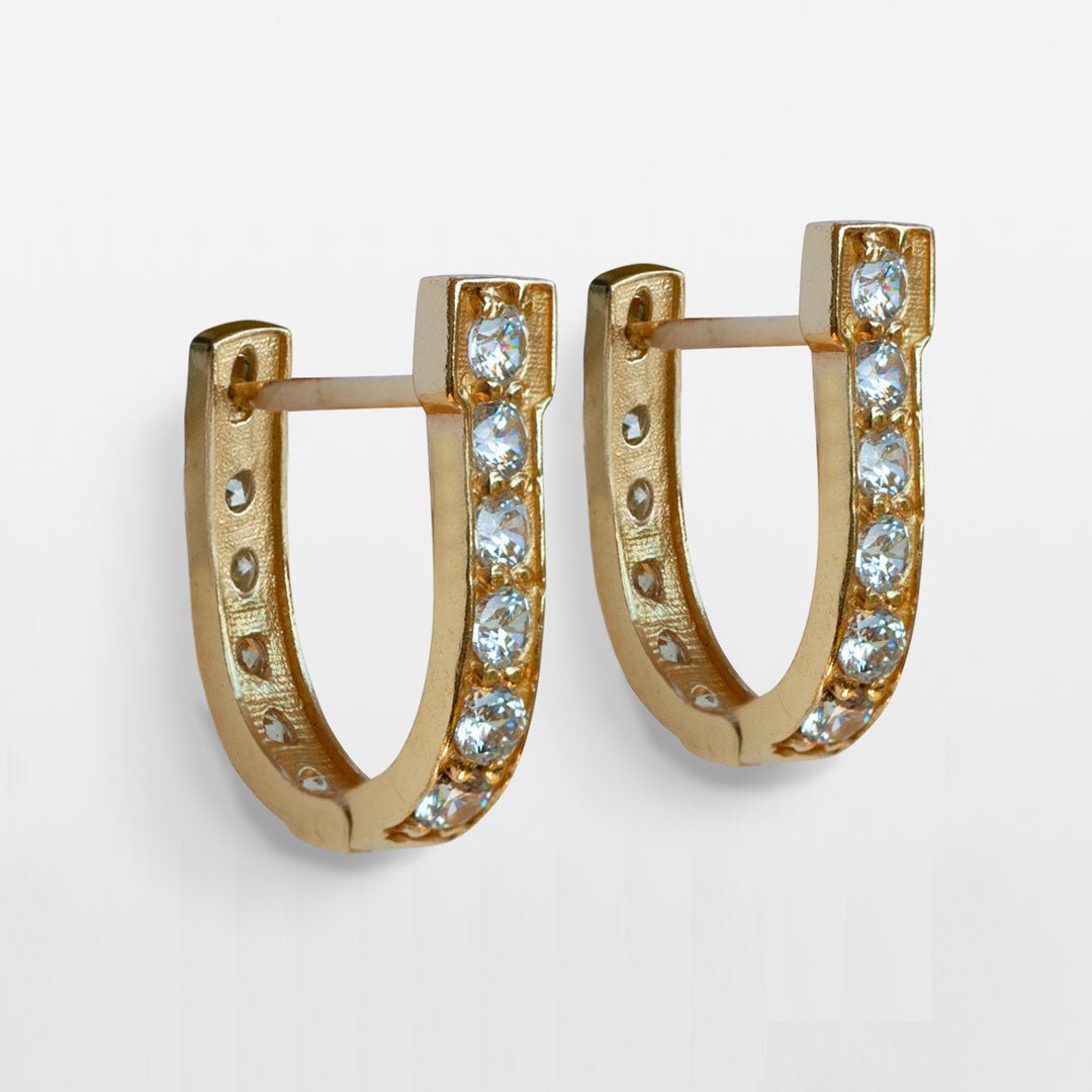 Urban Equestrian  Colton - Diamond Cut Horseshoe Coin Earring in Gold