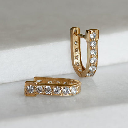 Urban Equestrian  Colton - Diamond Cut Horseshoe Coin Earring in Gold