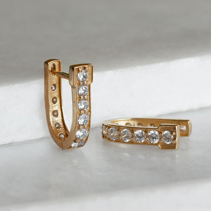 Urban Equestrian  Colton - Diamond Cut Horseshoe Coin Earring in Gold