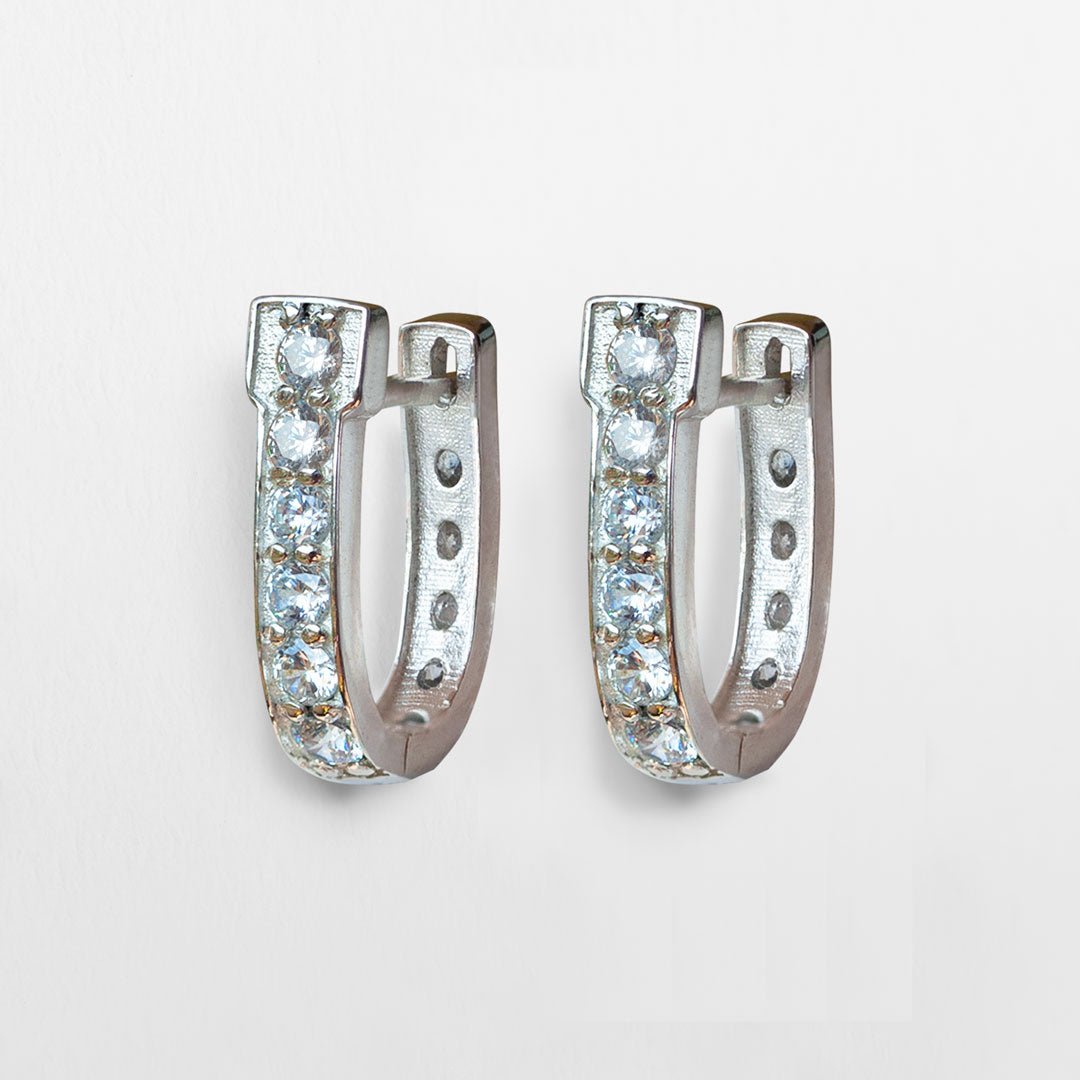 Urban Equestrian  Colton - Diamond Cut Horseshoe Coin Earring in Silver