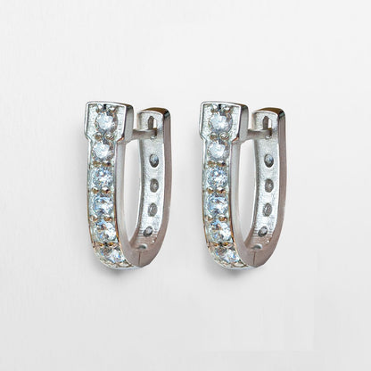 Urban Equestrian  Colton - Diamond Cut Horseshoe Coin Earring in Silver