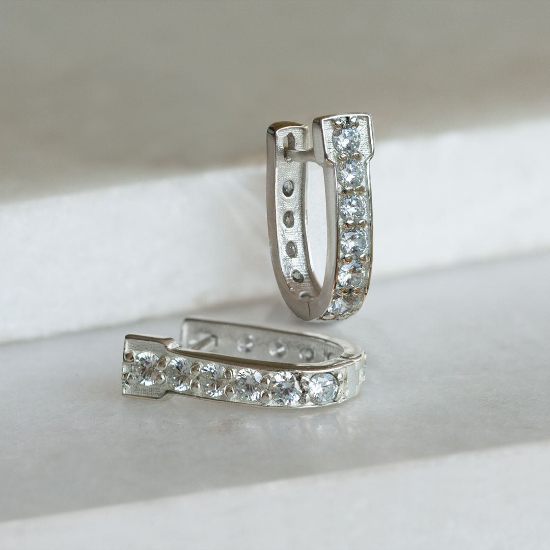 Urban Equestrian  Colton - Diamond Cut Horseshoe Coin Earring in Silver