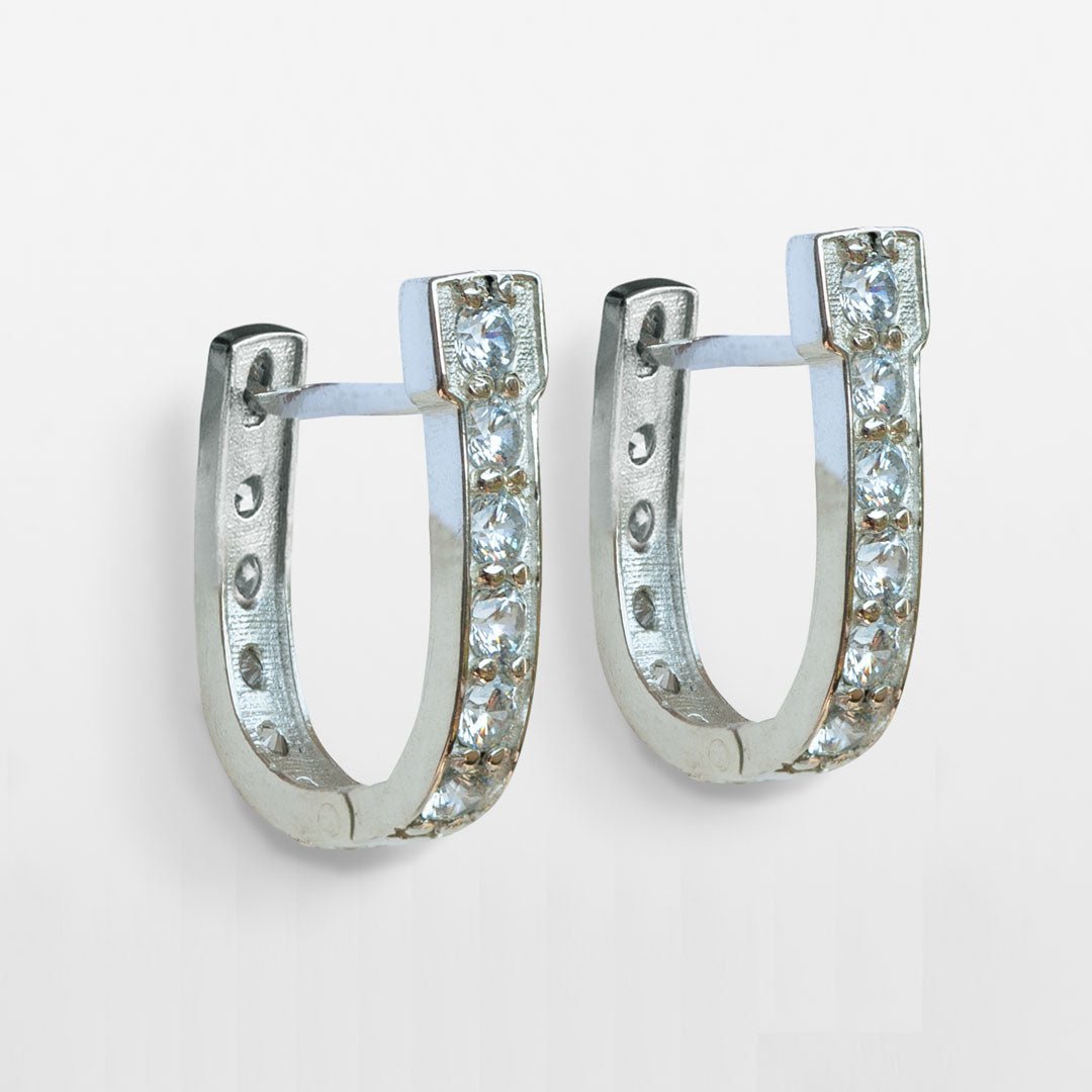 Urban Equestrian  Colton - Diamond Cut Horseshoe Coin Earring in Silver