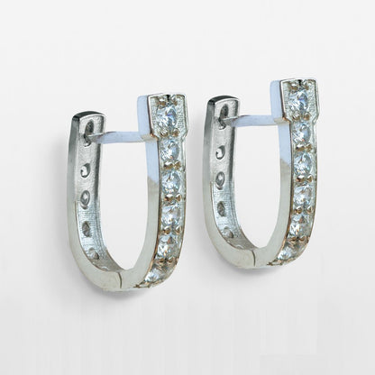 Urban Equestrian  Colton - Diamond Cut Horseshoe Coin Earring in Silver