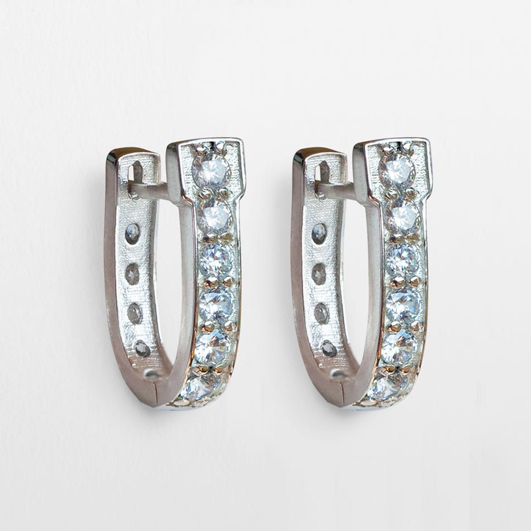 Urban Equestrian  Colton - Diamond Cut Horseshoe Coin Earring in Silver