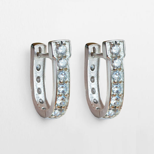 Urban Equestrian  Colton - Diamond Cut Horseshoe Coin Earring in Silver