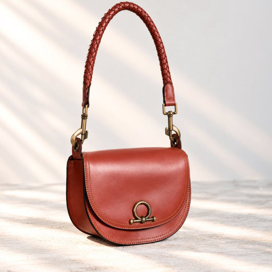 Urban Equestrian  Coronado- Horse Bit Lock Luxury Leather Crossbody Handbag in Cognac