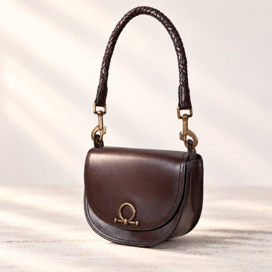 Urban Equestrian  Coronado- Horse Bit Lock Luxury Leather Crossbody Handbag in Deep Brown