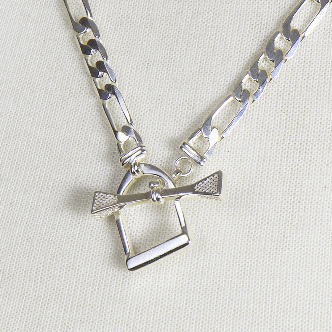 Urban Equestrian  Cortina - Cuban Chain Horse Stirrup Bracelet in Silver