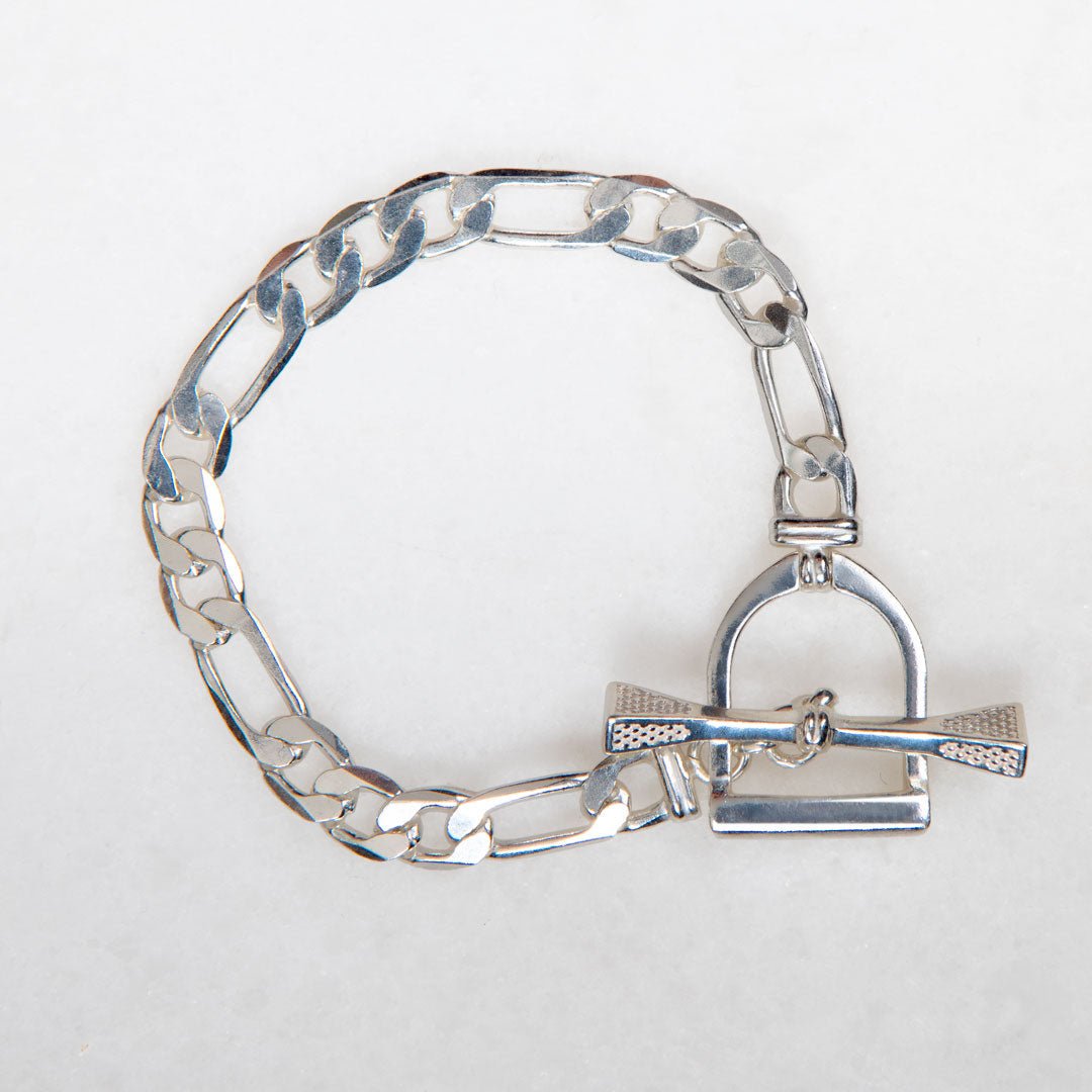 Urban Equestrian  Cortina - Cuban Chain Horse Stirrup Bracelet in Silver