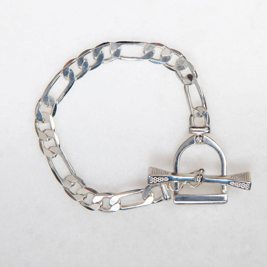 Urban Equestrian  Cortina - Cuban Chain Horse Stirrup Bracelet in Silver