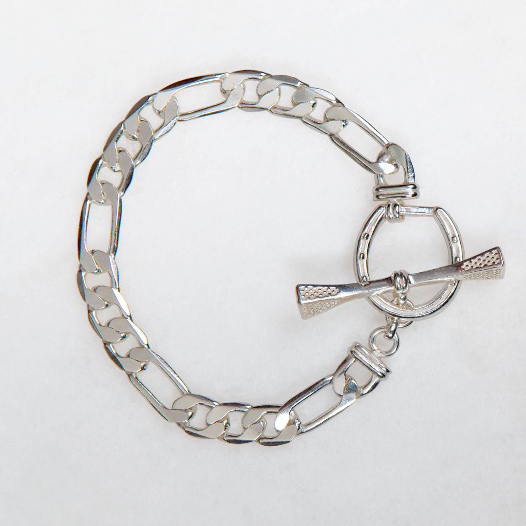 Urban Equestrian  Cortina - Cuban Chain Horseshoe Bracelet in Silver