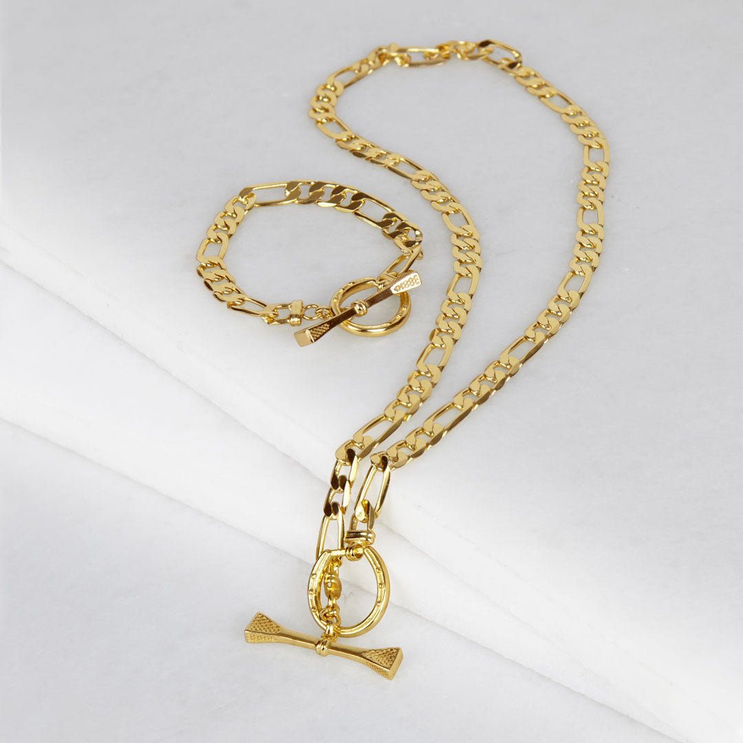 Urban Equestrian  Cortina - Cuban Chain Horseshoe Necklace in Gold