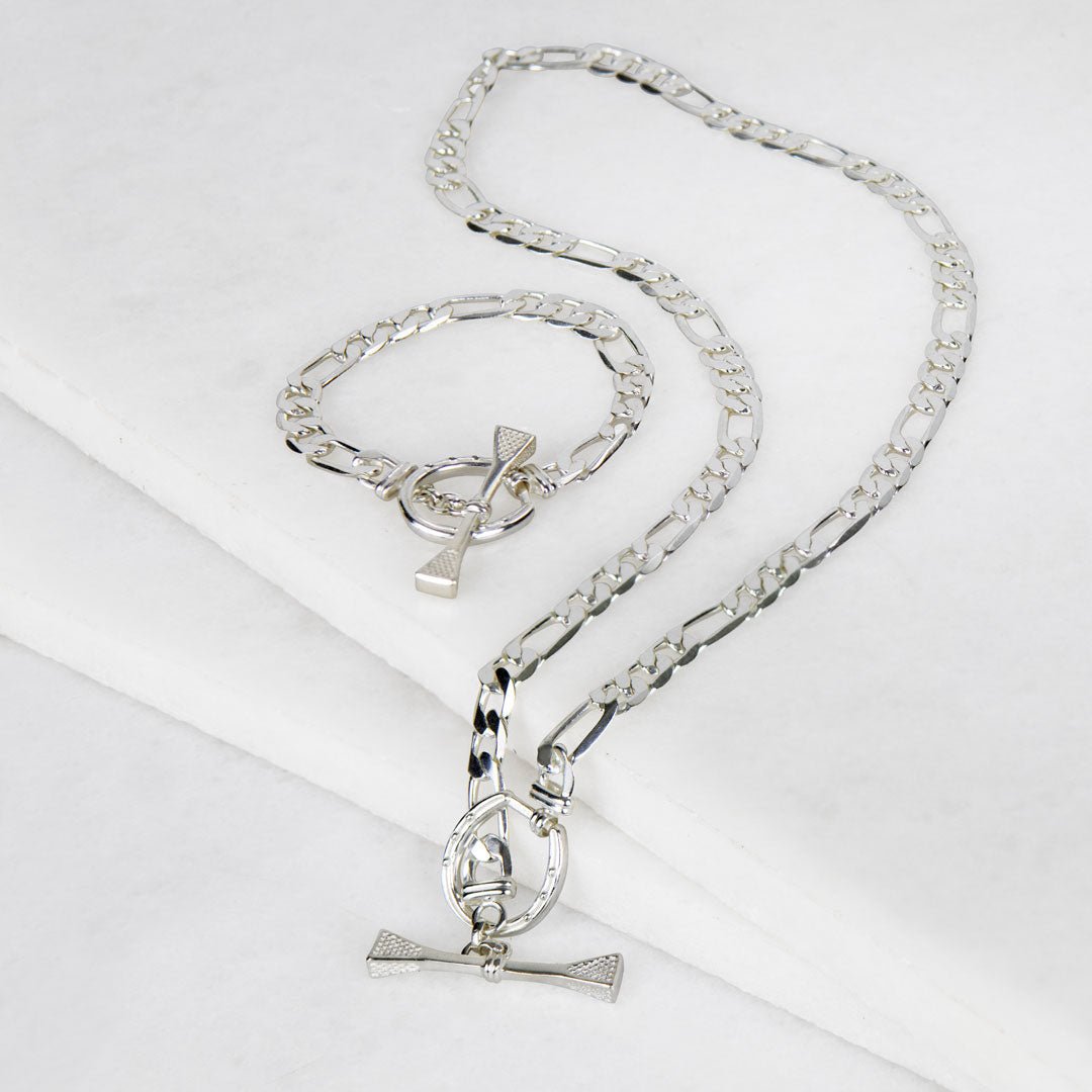 Urban Equestrian  Cortina - Cuban Chain Horseshoe Necklace in Silver