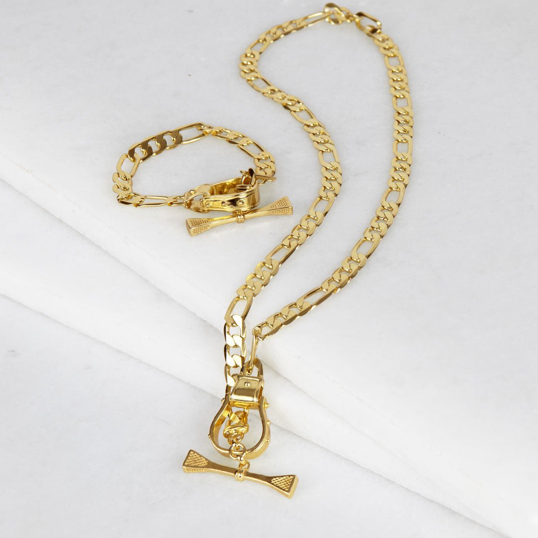 Urban Equestrian  Cortina - Cuban Chain Western Necklace in Gold