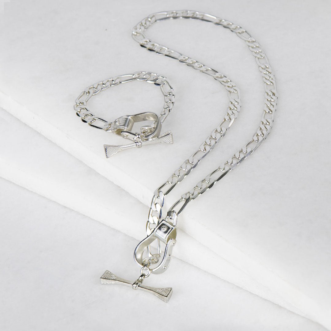 Urban Equestrian  Cortina - Cuban Chain Western Necklace in Silver