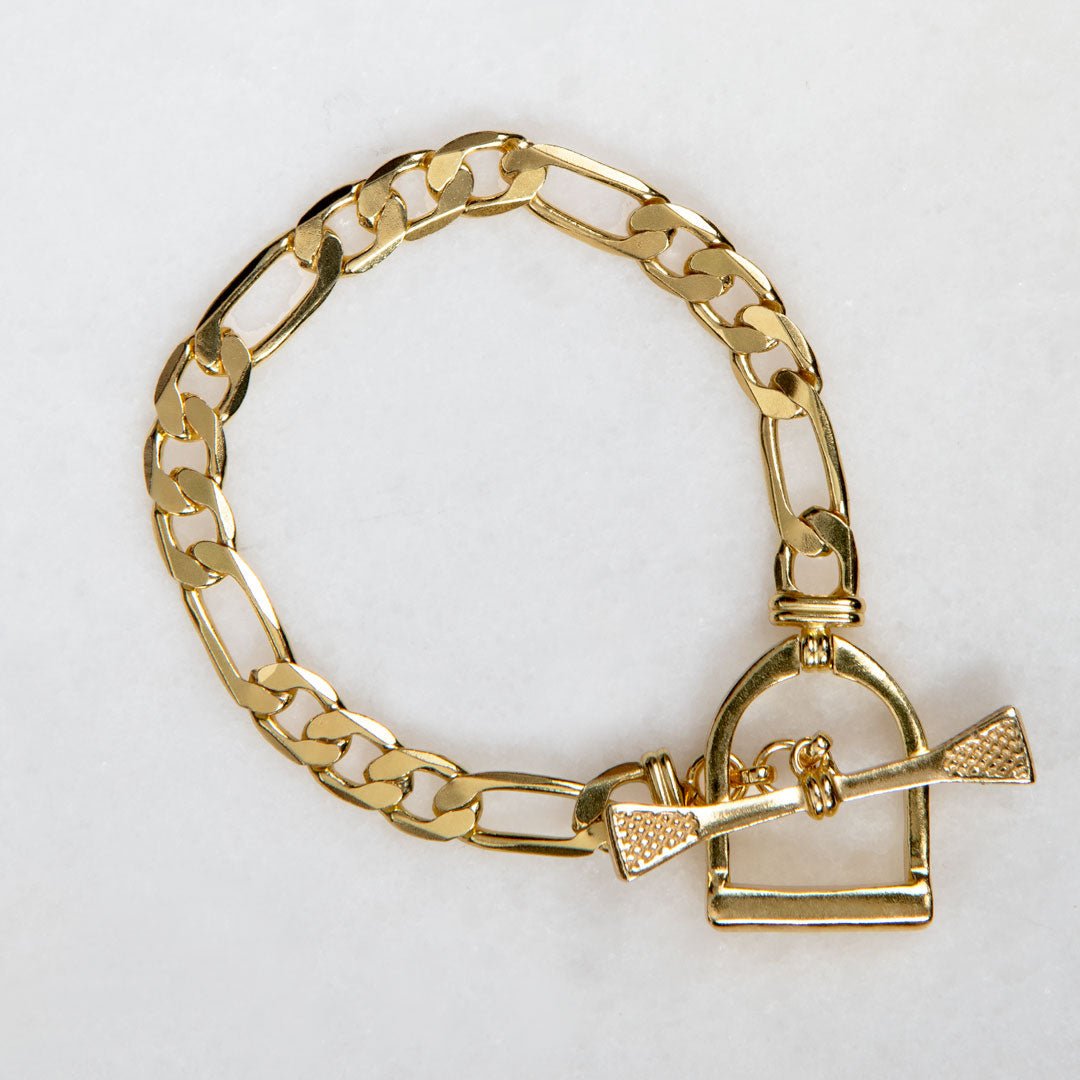 Urban Equestrian  Cortina - Cuban Chain Horse Stirrup Bracelet in Gold