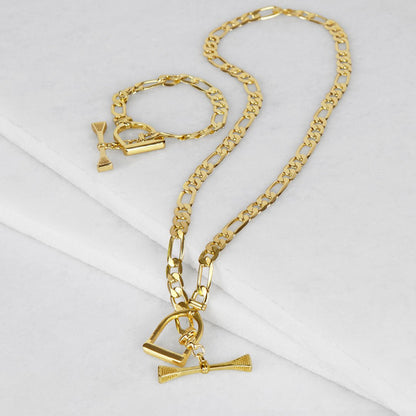Urban Equestrian  Cortina - Cuban Chain Horse Stirrup Bracelet in Gold